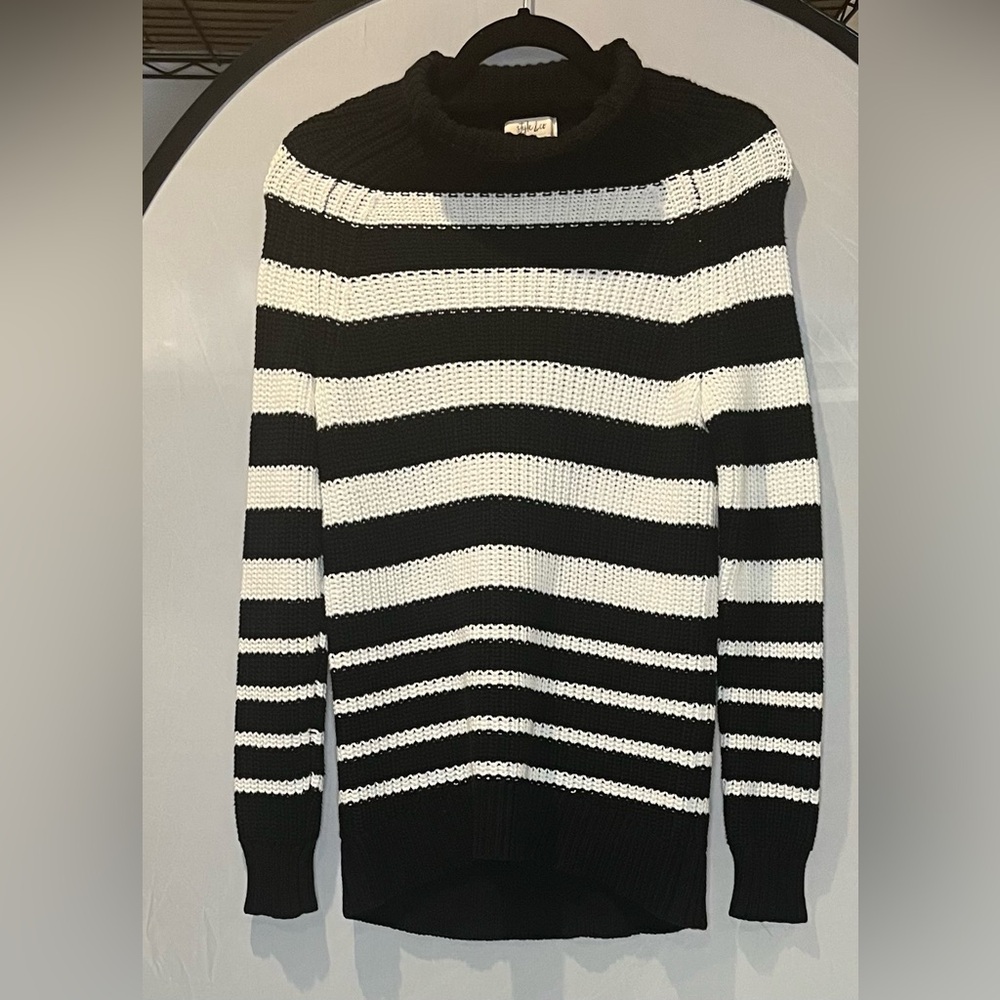 Style & Co. Black and White Off-the-Shoulder Sweater
